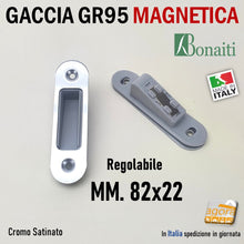 Load image into Gallery viewer, Riscontro Gaccia Magnetica Bonaiti 82x22 per Serrature B-NO 937 Cromata Satinata Contropiastre magnetiche
