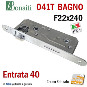 serratura porta bagno cromo satinato bonaiti Frontale 240x22mm