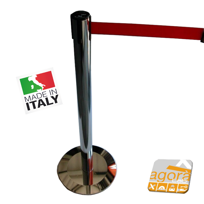 COLONNINA TENDIFILA ELIMINA CODE FLEX CROMATA H100cm NUOVA NASTRO ROSSO nuova