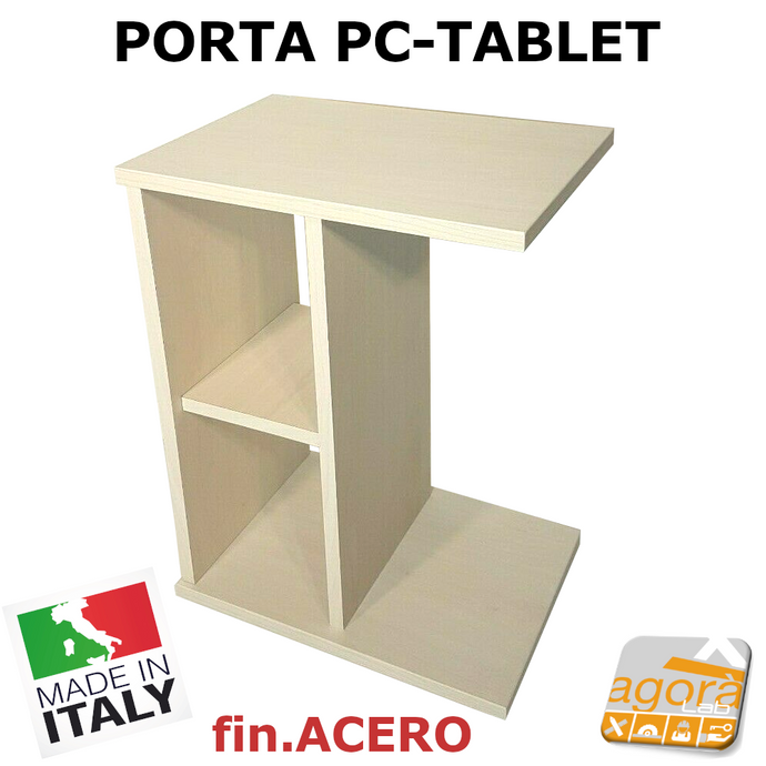 Comodino Tavolino Servetto Panca divano-camera-salotto x pc - tablet c. Acero Sbiancato