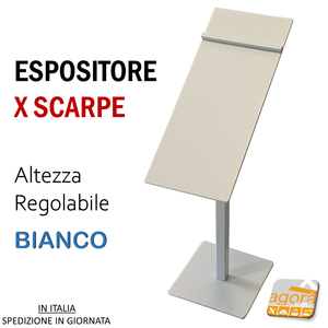 ESPOSITORE DA BANCO PER SCARPE CON BASE REGOLABILE H23-32 Bianco-Nero 2 pezzi