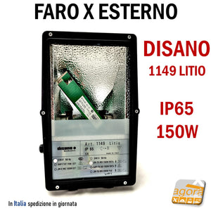 FARO X ESTERNO DISANO PUNTO 1149 LITIO IP65 150W NERO 230V CON STAFFA NUOVO COMPLETO