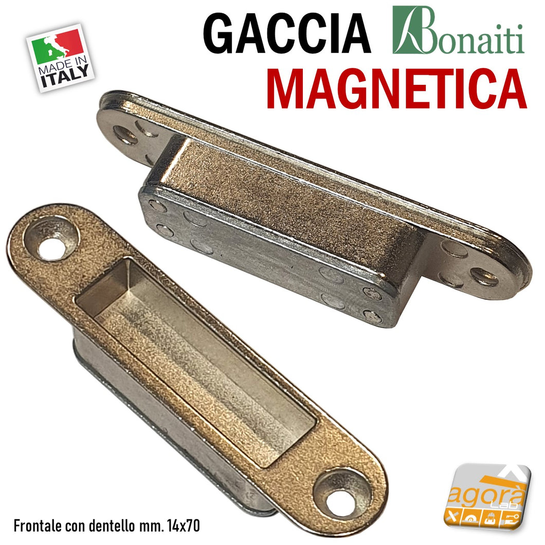Riscontro Gaccia F90 Magnetico Bonaiti per Serrature Scrocco Centrale CX Nichelato F14x70 con dentello F15x71