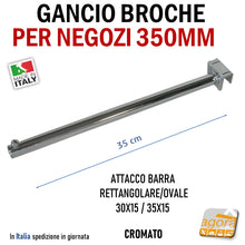 Load image into Gallery viewer, 1pc STRAIGHT HOOKS PRONG EQUIPMENT SHOPS 35 CM CHROME SHELF TUBULAR CONNECTION 30x15.
