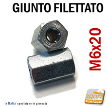Load image into Gallery viewer, Perno Filettato Giunti filettati diametro 15 M6x20 esagonale zincato znb filetto metrico passante HQ
