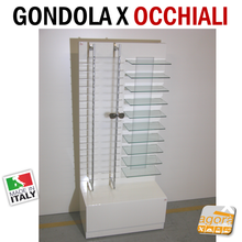 Load image into Gallery viewer, Gondola Espositore Ottica Porta Occhiali Illuminato LED con Cassettone su Ruote 36 posizioni e ripiani

