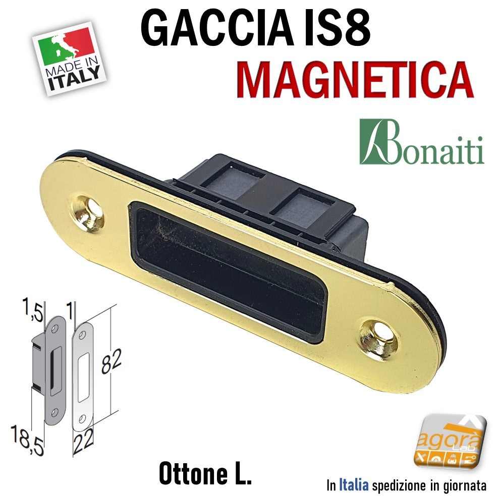 Riscontro Gaccia Ottone IS8 Magnetico Bonaiti per Serrature B-forty Scrocco Centrale CX Incontro mm 82x22