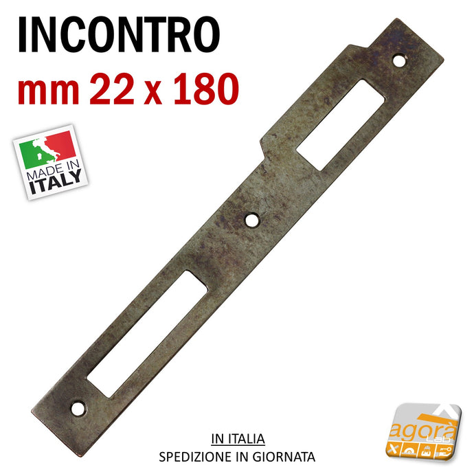 incontro gaccia bonaiti frontale 22x180 bronzato ricambio x serrature bonaiti compatibile anche con agv 22x180 spessore 1mm 