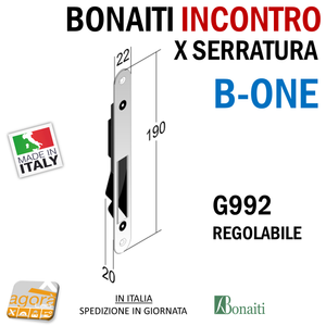 Riscontro Gaccia G992 Bonaiti 22x190 cr.sat Regolabile x Serrature B-ONE Magnetiche incontro 4G99200085 misure
