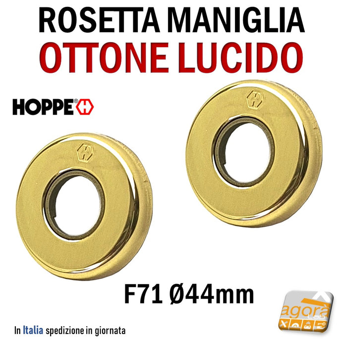 ROSETTA PORTA BOCCHETTA MANIGLIA HOPPE OTTONE LUCIDO D44 F71 CP M88K - kit guarnitura bocchette porta a battente