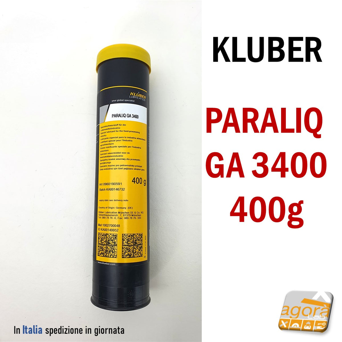 GRASSO LUBRIFICANTE KLUBER PARALIQ GA3400 art.0960190591 CARTUCCIA 400 ...