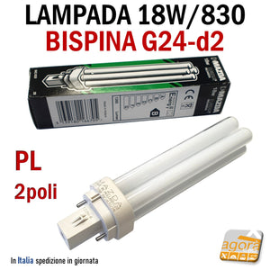 Lampada 18W G24d-2 INC - 830 2B 1200 Lumen MAZDA - PHILIPS per lampade PL negozio 2 Poli