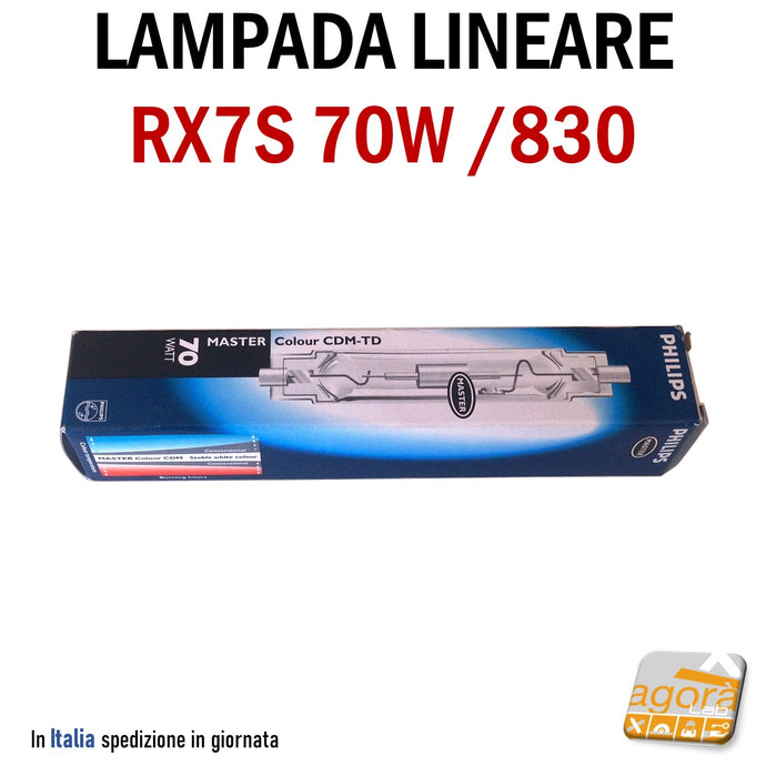 Lampada Philips Master Colour CDM-TD 70w/830 Rx7s attacco lineare per faro da negozio e locale Lampadina Ricambio Nuova