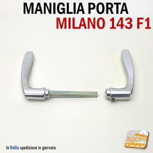Load image into Gallery viewer, MANIGLIA PORTA HOPPE IN ALLUMINIO ARGENTO MILANO 143 F1 LUNGA 4012789056259
