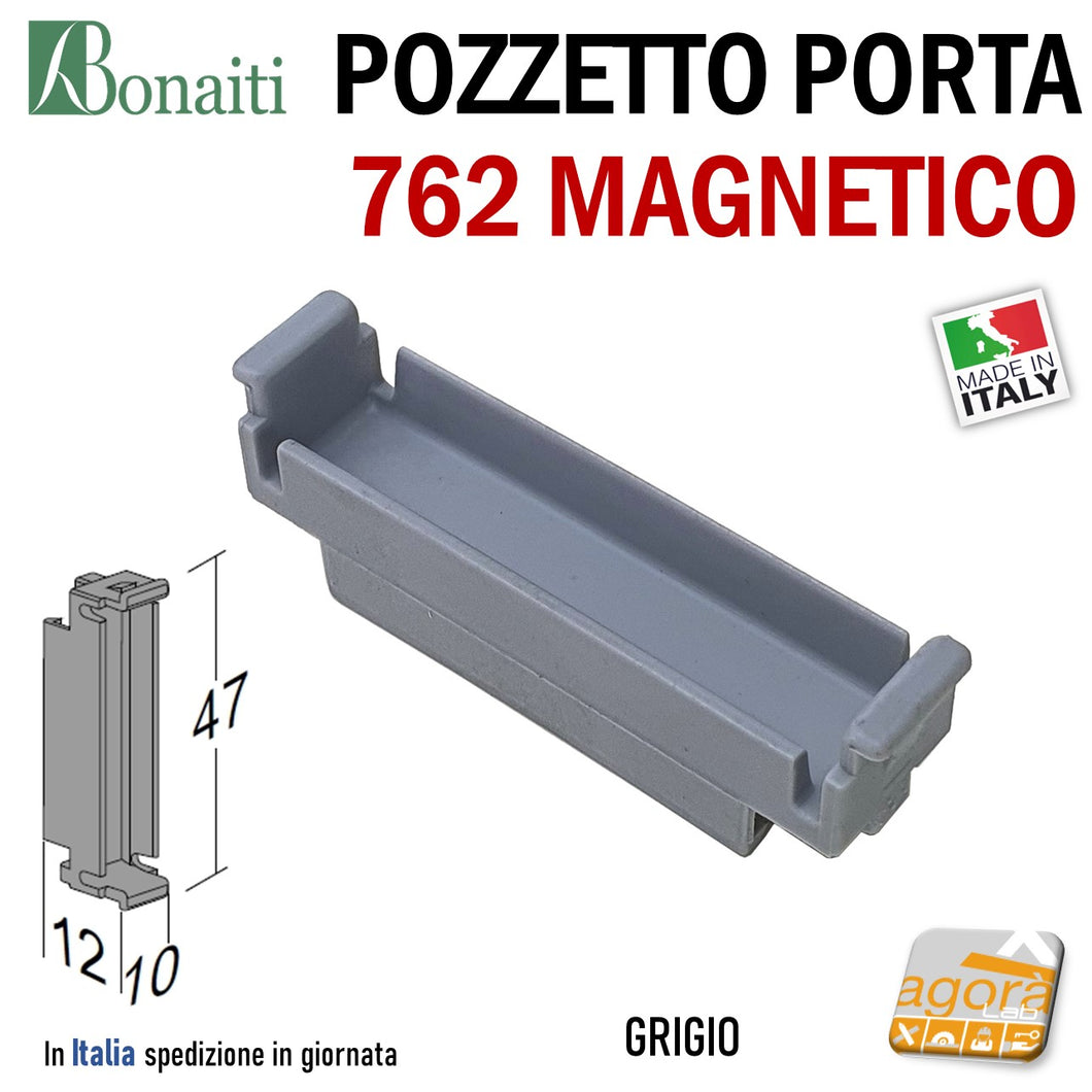 Pozzetto magnetico Bonaiti 762 per Riscontro Gaccia Incontro Contropiastra serratura porta Grigio