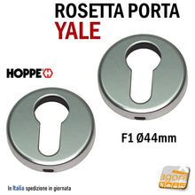 Load image into Gallery viewer, Rosetta porta per cilindro yale rotonda argento cromo opaca satinata hoppe 44mm eurocilindro design
