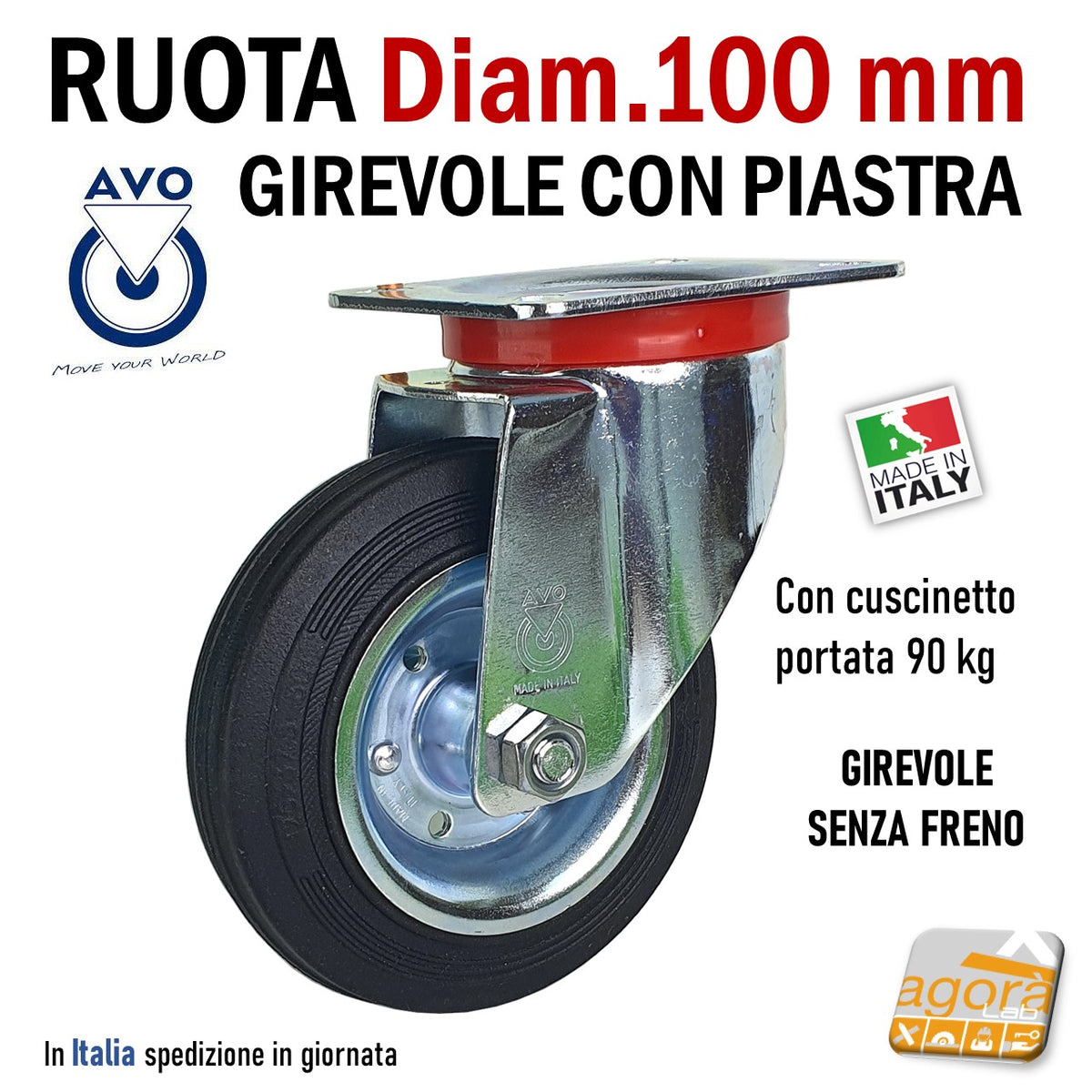 Nisorpa Ruote Girevoli Da 200 Mm, 4 Ruote Industriali Resistenti - Foto 1