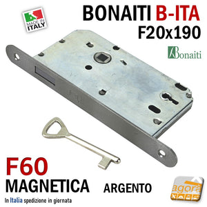 serratura porta bonaiti magnetica b-ita F60 chiave patent argento f20x190 i70 e50 x trasformazione ristrutturazione B-ITA cromo opaco