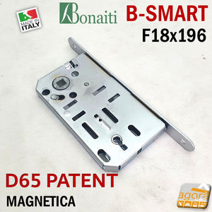 48D651509E serratura B-SMART Bonaiti Argento cromo opaco frontalino 18x196mm chiave standard magnetica ricambio porte originale