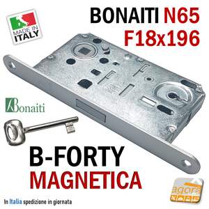 SERRATURA PORTA MAGNETICA BONAITI B-FORTY N65 PATENT CHIAVE NORMALE CROMO OPACO F18X196