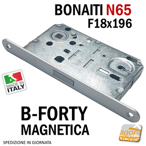 SERRATURA PATENT X PORTA MAGNETICA B-FORTY BONAITI N65 FRONTALE 18X196MM E50 I90 NUOVA