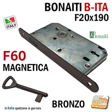 Load image into Gallery viewer, serratura porta bonaiti magnetica b-ita F60 chiave patent bronzo f20x190 i70 e50 x trasformazione ristrutturazione B-ITA
