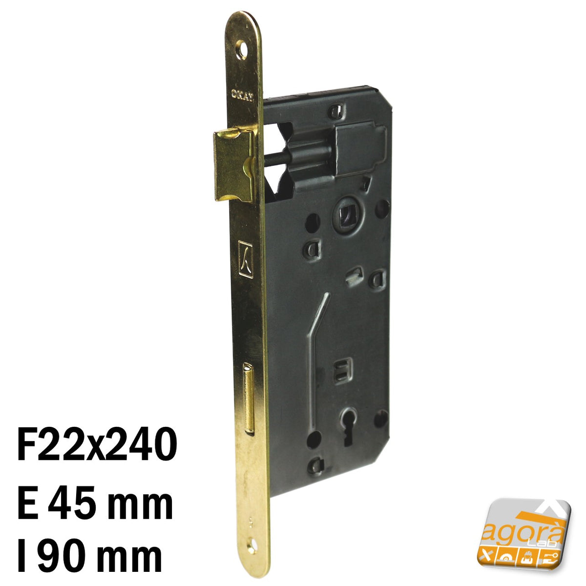 FRONT PATENT DOOR LOCK 22x240mm BONAITI 540T-45 BRASS + KEY E45 I90 OK ...
