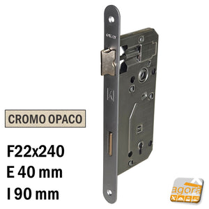Sostituzione serratura porta OKAY Bonaiti 540T Frontale 22x240mm Argento Cromo Opaco chiave patent Entrata 40mm I90 540BT E40