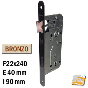 Sostituzione serratura porta OKAY Bonaiti 540T Frontale 22x240mm bronzo bronzata chiave patent Entrata 40mm I90 540BT E40