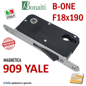 serratura porta bonaiti b-one magnetica cilindro yale eurocilindro frontale 18x190mm cromo satinato modello 909