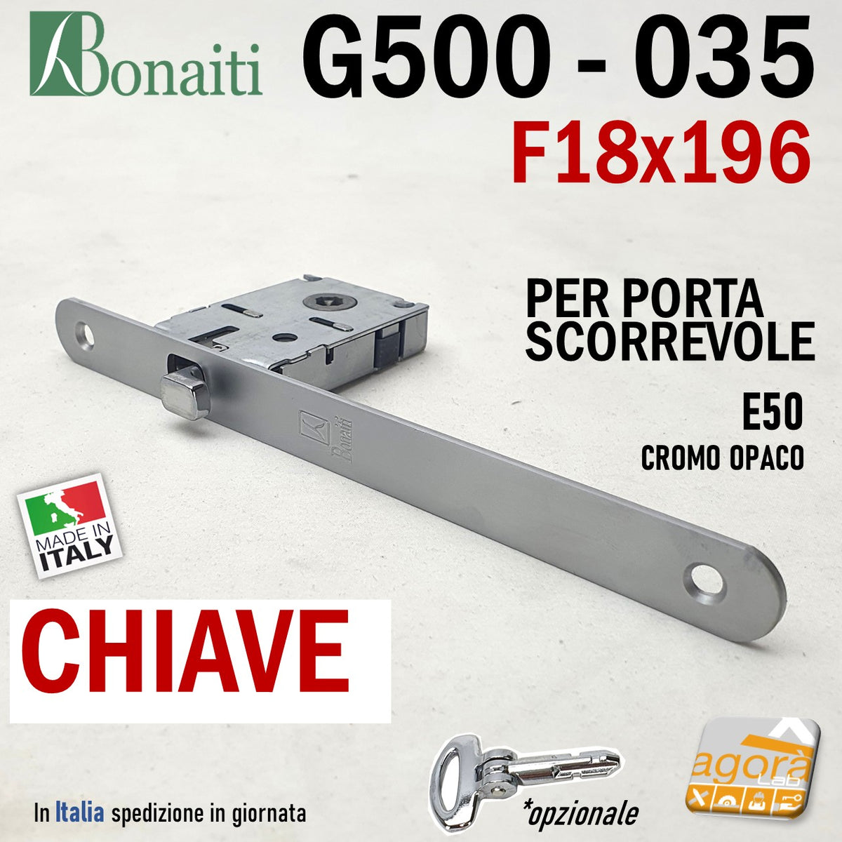 Serratura Magnetica B-Smart D61 Bonaiti Per Porta Bagno/WC, Interasse 90 Mm, Frontale 190x18 Mm - Foto 9