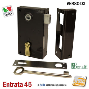 door lock bonaiti serrature con catenacccio scrocco contropiastra e chiave disponibile nel verso sx e dx c nelle entrate 35-45-55