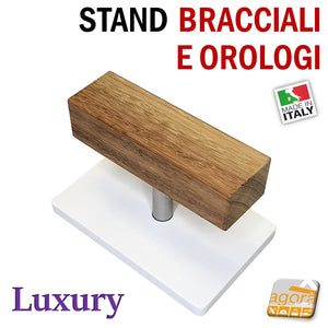 Stand per orologi e bracciali da tavolo comodino piano banco  con base lusso pregiato design legno inox new