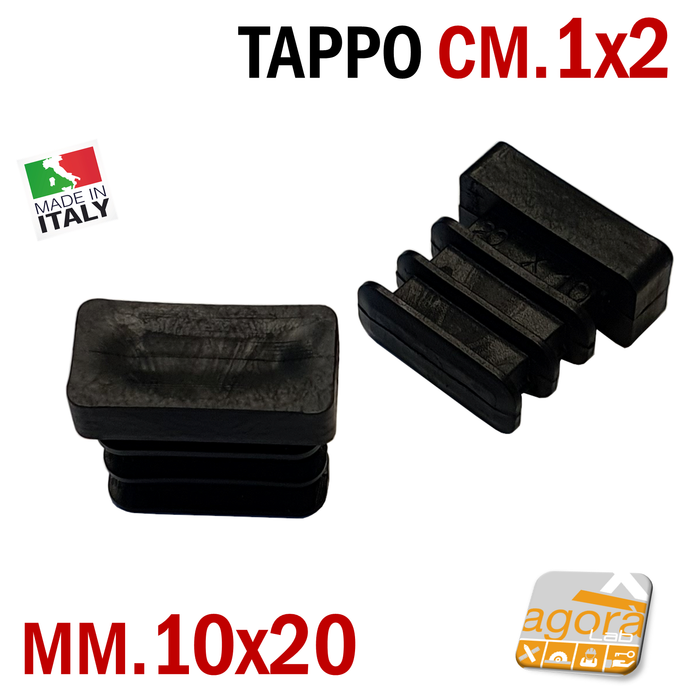  TAPPI TAPPO RETTANGOLARE 10x20 NERO PUNTALE PLASTICA cm 1x2 SOTTOPIEDE ALETTATO