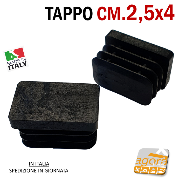 TAPPI TAPPO RETTANGOLARE 25x40 NERO PUNTALE PLASTICA SOTTOPIEDE ALETTATO