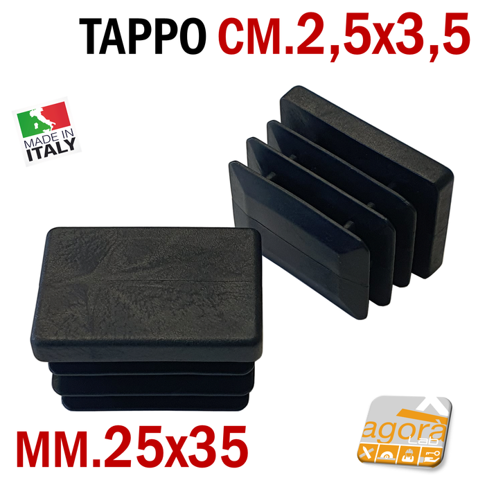 TAPPI TAPPO RETTANGOLARE 25x35 NERO PUNTALE PLASTICA SOTTOPIEDE ALETTATO