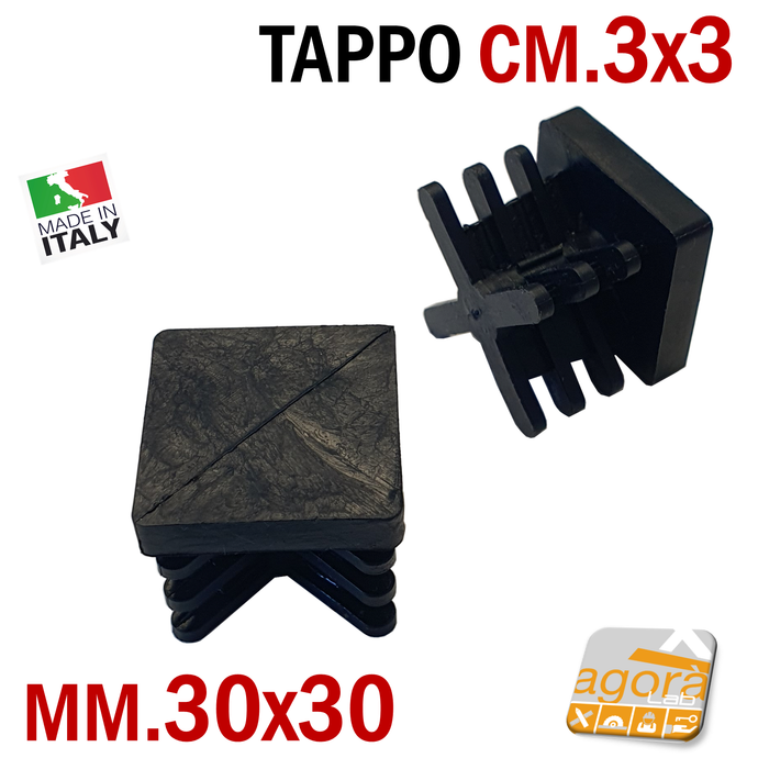 10pz TAPPI QUADRATI 30x30 NERO SOTTOPIEDE PUNTALE ALETTATO cm 3x3 PLASTICA