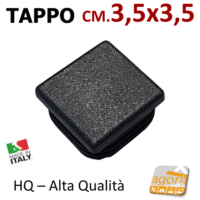 10pz TAPPI TAPPO QUADRATO 35x35mm NERO IN PLASTICA NUOVO cm 3-5 H 5mm PUNTALE