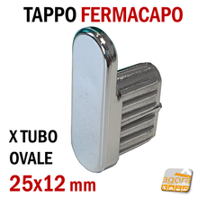Load image into Gallery viewer, TAPPI TAPPO FERMACAPO ABS CROMATO X TUBO OVALE 25x12mm X GANCIO NEGOZIO
