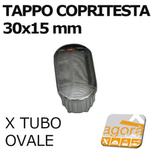 Load image into Gallery viewer, TAPPO COPRITESTA X TUBO OVALE RIFINITO BOMBATO CROMATO MM 30x15
