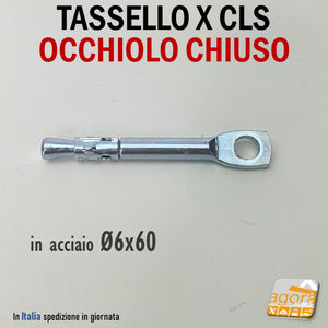 TASSELLO CON OCCHIELLO CHIUSO IN ACCIAIO D6x60MM SPEED A BATTERE X SOFFITTO PIENO PENDINI TASSELLI 
