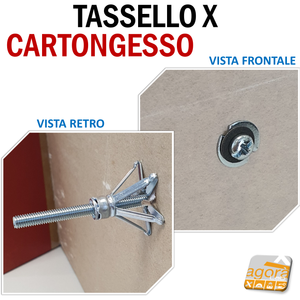 TASSELLO X CARTONGESSO ACCIAIO FILETTO M5 FORO Ø10 X SPESSORE 5-16 MM X CTG