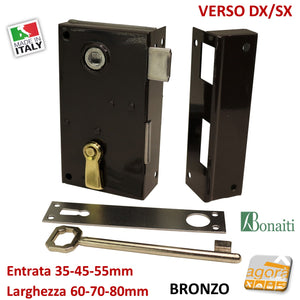 serratura bonaiti entrata 35-45-55mm con verso dx/sx  bonaiti con chiave scrocco e catenaccio porte door lock