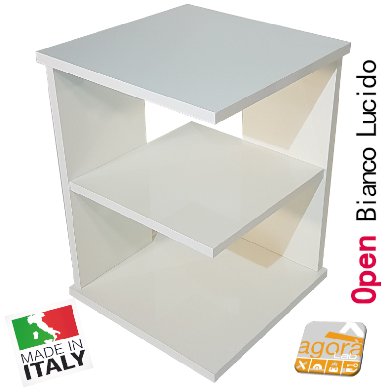 Tavolino Sala Open Tavolo Multiuso Table Servetto Multifunzione Design x Divano cm. 37x37x50H bianco lucido