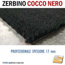 Load image into Gallery viewer, Zerbino Tappeto Cocco Nero Sp. 17mm Professionale per negozi HQ tappeti per attività negozi bar ristoranti uffici qualità robusto scuro setole forti pulibile e lavabile
