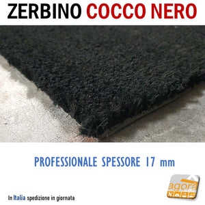 Zerbino Tappeto Cocco Nero Sp. 17mm Professionale per negozi HQ tappeti per attività negozi bar ristoranti uffici qualità robusto scuro setole forti pulibile e lavabile