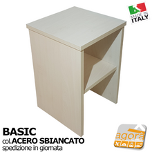 Load image into Gallery viewer, Comodino Tavolino Panchetta Servetto Pianetto con vano a giorno BASIC Acero Sbiancato Design
