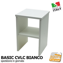 Carica l&#39;immagine nel visualizzatore di Gallery, Comodino Tavolino Panchetta Servetto Pianetto con vano a giorno BASIC CVLC BIANCO
