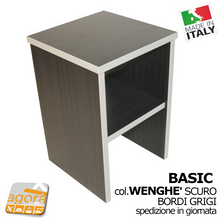 Load image into Gallery viewer, Comodino Tavolino Panchetta Servetto Pianetto con vano a giorno BASIC wengè grigio
