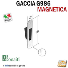 Carica l&#39;immagine nel visualizzatore di Gallery, Riscontro Gaccia G986 Magnetico Cromo Satinato Bonaiti per Serrature B-TWIN Incontro F22x112mm
